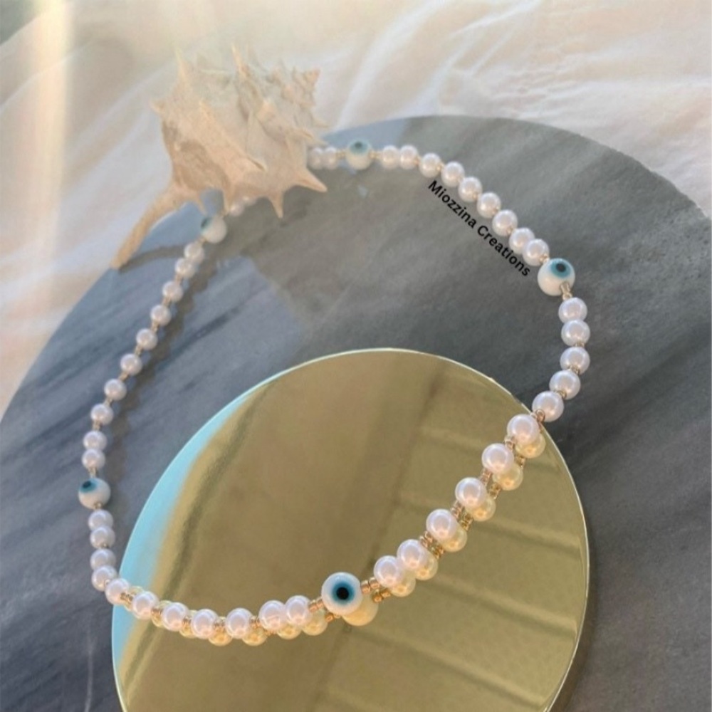 5/$20 ENTIRE SHOP CLEARANCE Evil eye handmade necklace 🧿 “Eye Love Pearls”